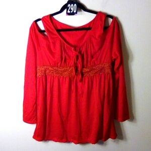 True red cold shoulder top, cute!!  Fit is smaller in the bust and bigger waist.